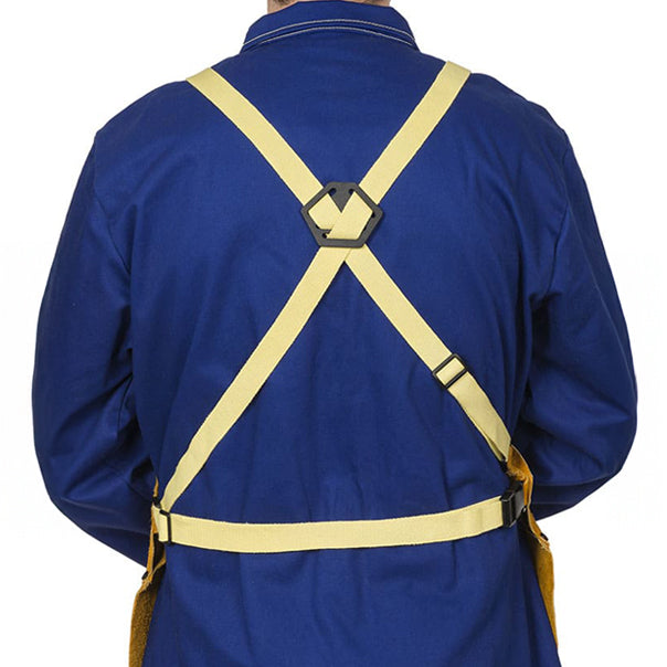 Tablier de soudage jaune en cuir croûte bovin