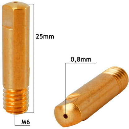 Tubes contact en cuivre électrolytique M6x25 - Lot de 20 pièces