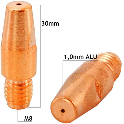 Tubes contact pour soudage aluminium M8x30 - Lot de 20 pièces