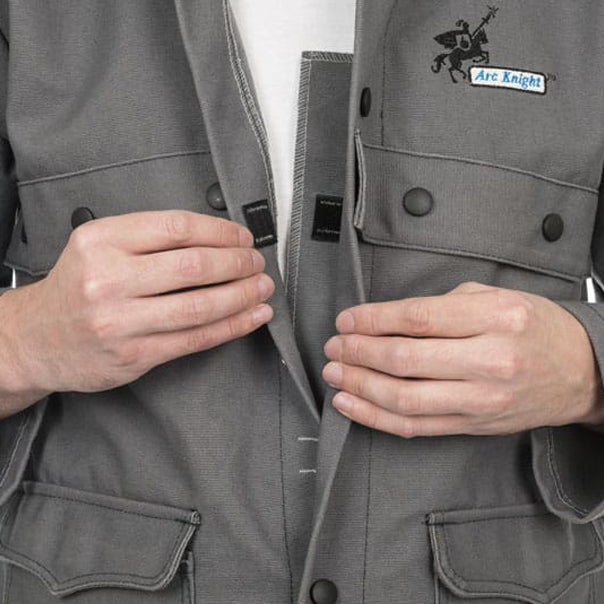 Veste de soudage grise ajustable en coton ignifugé