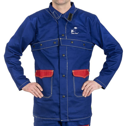 Veste de soudage bleue en coton ignifugé