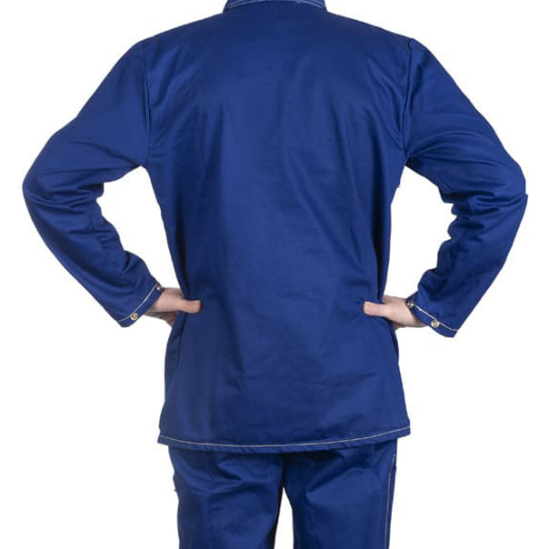 Veste de soudage bleue en coton ignifugé
