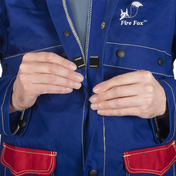 Veste de soudage bleue en coton ignifugé