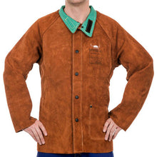 Veste de soudage brune en cuir croûte bovin