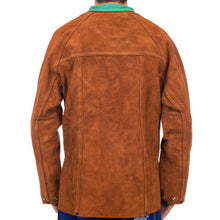 Veste de soudage brune en cuir croûte bovin
