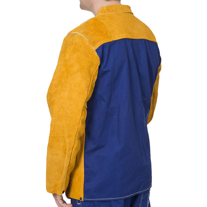 Veste de soudage jaune en cuir croûte bovin