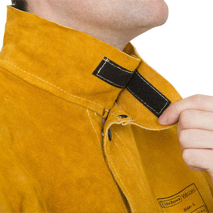 Veste de soudage jaune en cuir croûte bovin