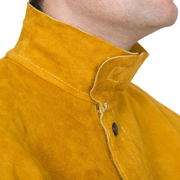 Veste de soudage jaune en cuir croûte bovin