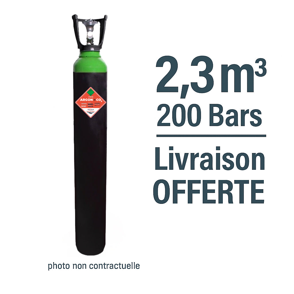 Bouteille Gaz Argon CO2 15% – B10 – 2,3 m³ | Sans Contrat – Pleine, Réutilisable, Livraison Offerte