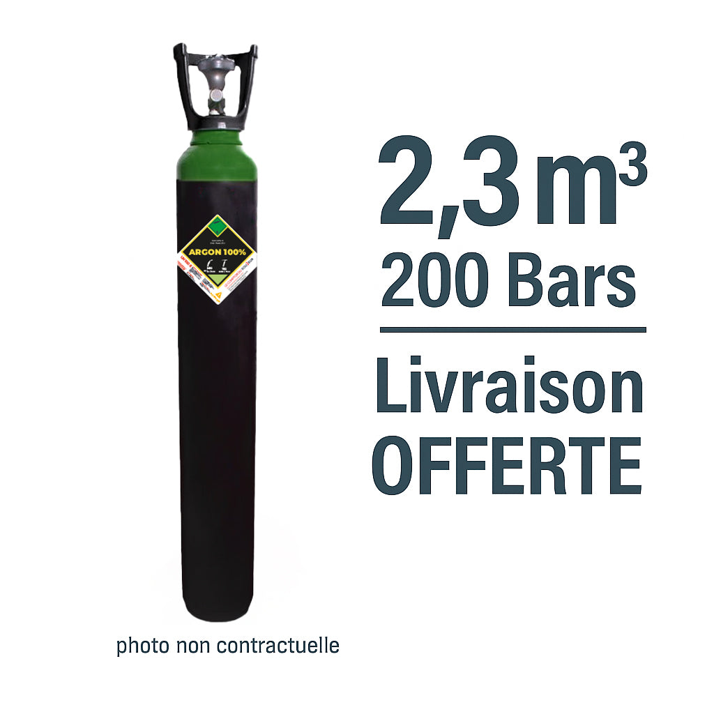 Bouteille Gaz Argon Pur – B10 – 2,3 m³ | Sans Contrat – Pleine, Réutilisable, Livraison Offerte