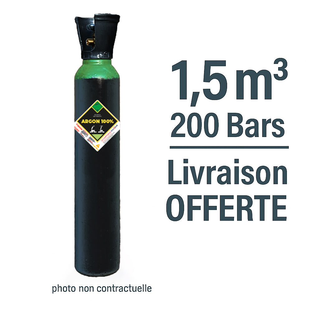 B8-1.5 m3 -Bouteille Pleine Gaz ARGON - 1,5 m³- 8L - 200 BAR - Livraison Gratuite