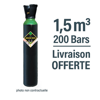 B8-1.5 m3 -Bouteille Pleine Gaz ARGON - 1,5 m³- 8L - 200 BAR - Livraison Gratuite