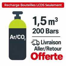 Recharger ma bouteille LCDS Gaz Argon CO2 B08, 1.5 m³ - Transport A/R inclus