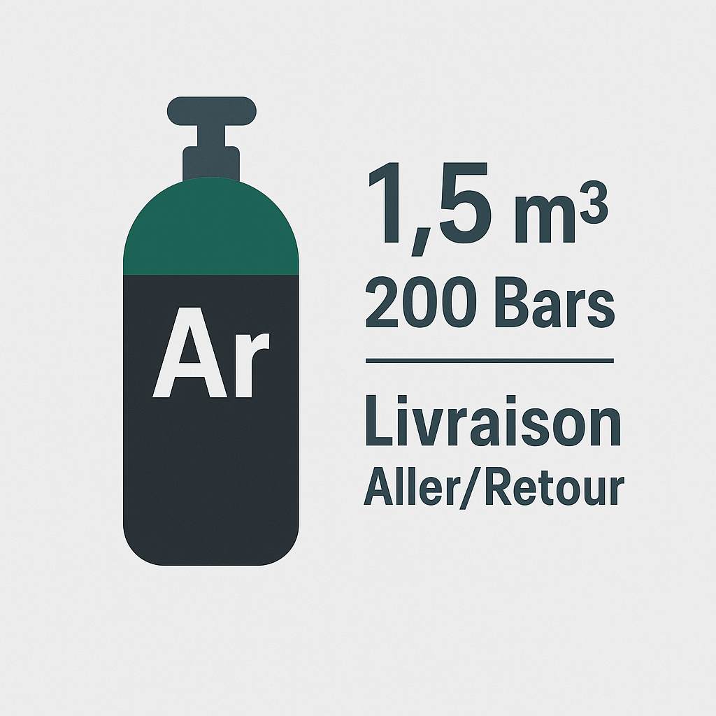 Recharge Bouteille Argon B8 – 1,5 m³ – 200 Bars – Livraison Aller/Retour Incluse