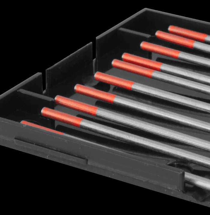 Lot de 10 électrodes en tungstène rouge - 2% de teneur en thorium - Le Comptoir du Soudeur