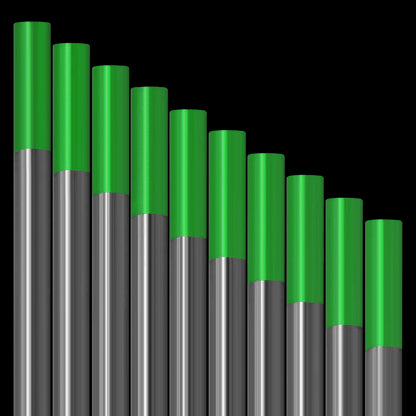 Lot de 10 électrodes tungstène verte - 100% tungstène - Le Comptoir du Soudeur