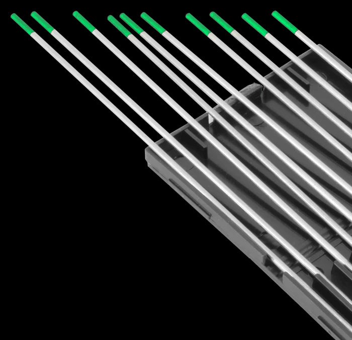 Lot de 10 électrodes tungstène verte - 100% tungstène