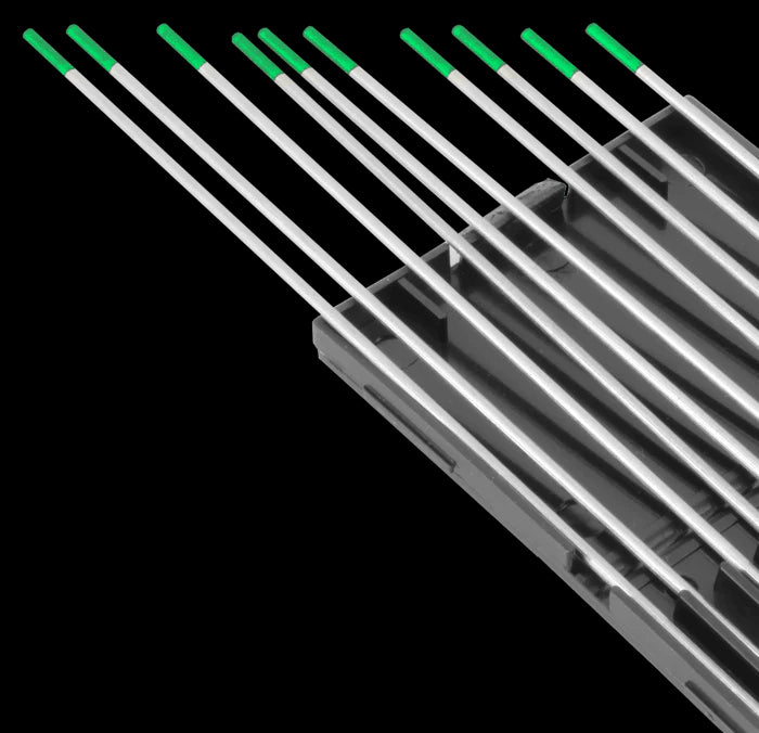 Lot de 10 électrodes tungstène verte - 100% tungstène - Le Comptoir du Soudeur