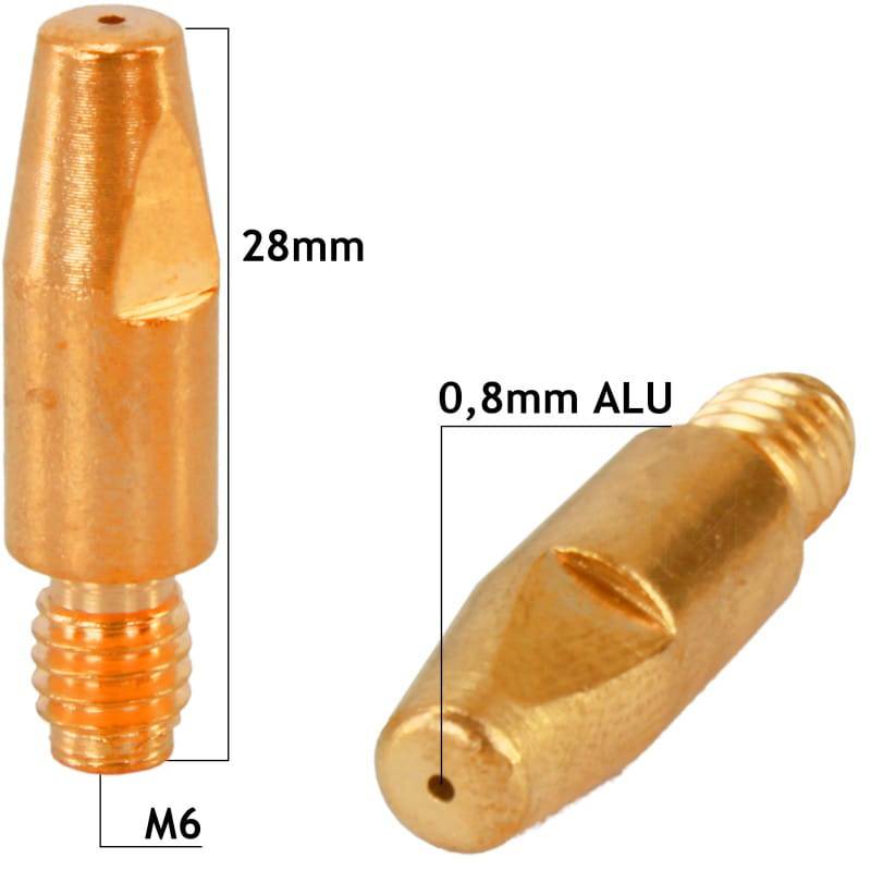 Pointe de contact Aluminium M6x28 ⌀0,8mm (20 pièces) MB-24/MB-25/MB-36 Vogelmann - Le Comptoir du Soudeur