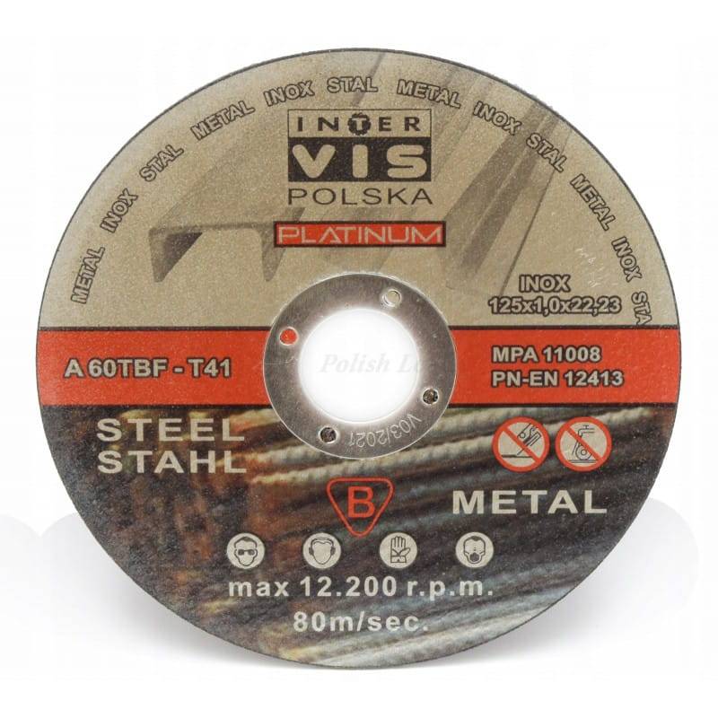 Disque pour couper le métal 125x1x22,2 InterVis - Le Comptoir du Soudeur
