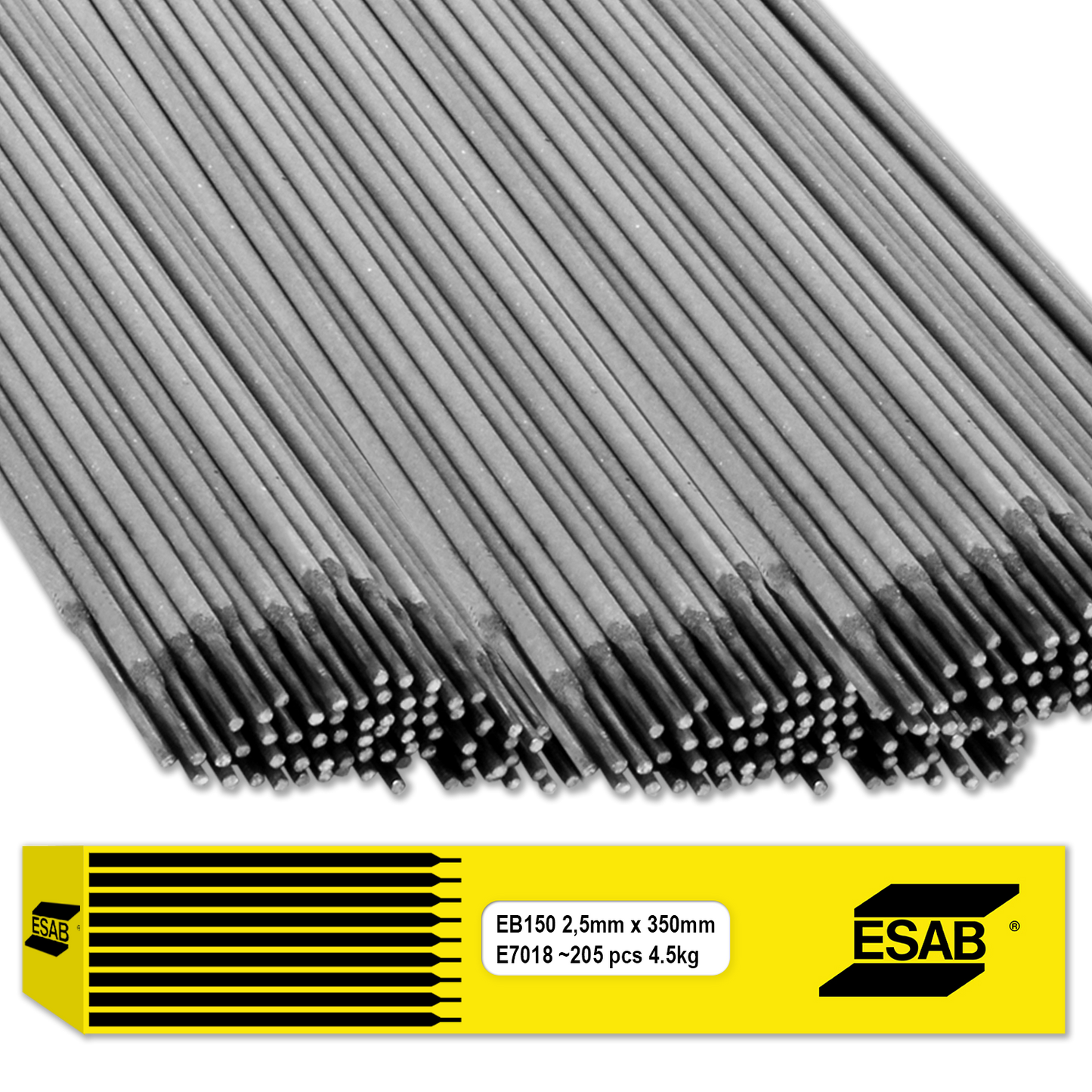 Électrodes EB150 2,5 mm x 350 mm E7018 ESAB Électrodes basiques non alliées - Le Comptoir du Soudeur