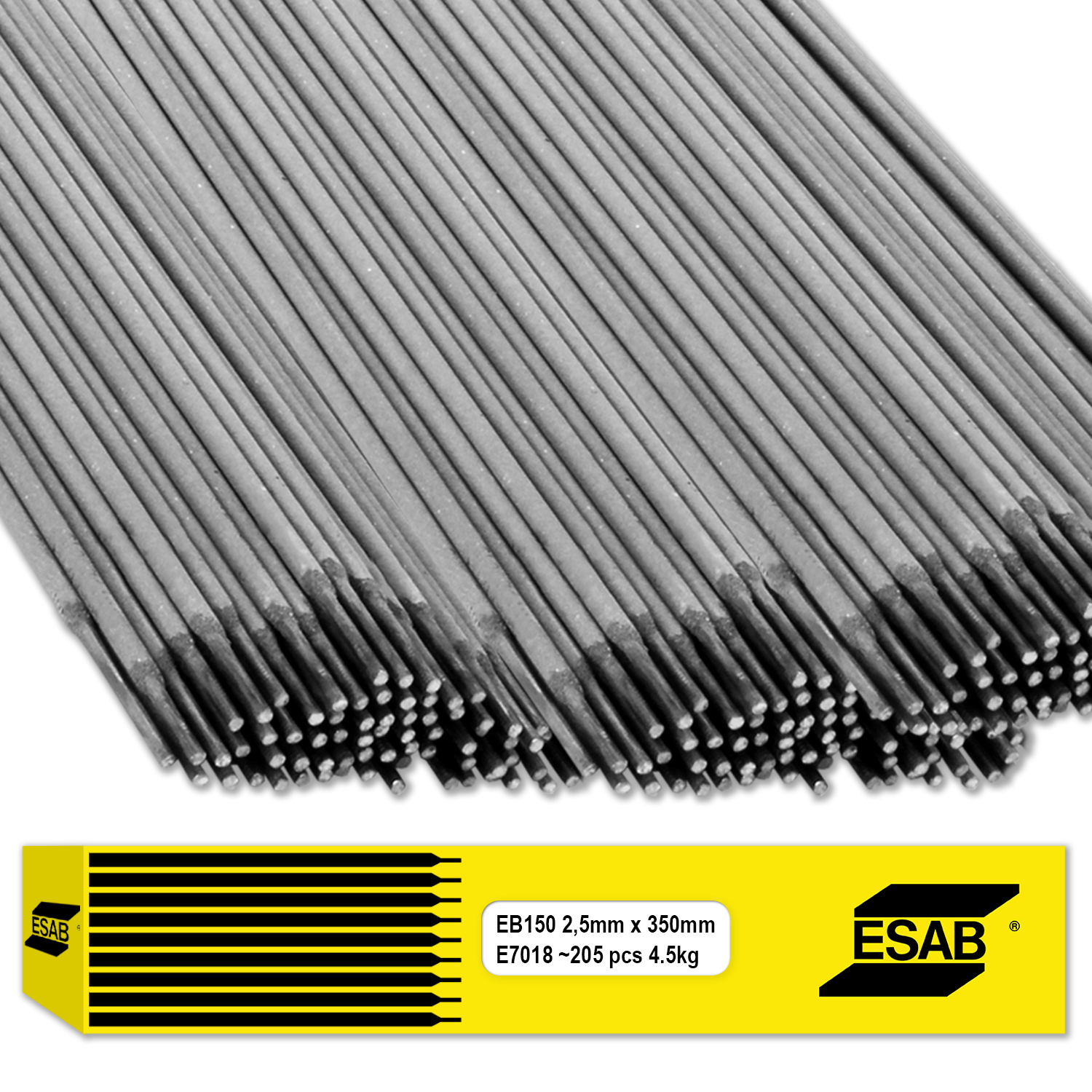 Électrodes EB150 2,5 mm x 350 mm E7018 ESAB Électrodes basiques non alliées - Le Comptoir du Soudeur