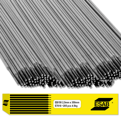 Électrodes EB150 2,5 mm x 350 mm E7018 ESAB Électrodes basiques non alliées - Le Comptoir du Soudeur