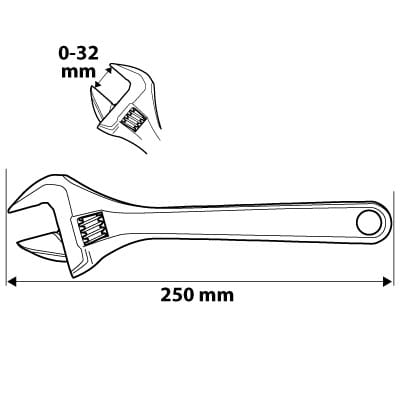 Neo Tools Clé à molette CrV 250 mm plage 0-32mm - Le Comptoir du Soudeur