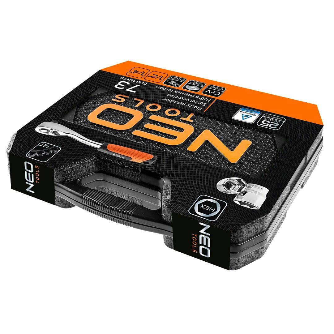 NEO TOOLS Clés à douille 1/2", 1/4", Jeu de 73, CRV - Le Comptoir du Soudeur