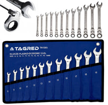 Tagred Clé mixte avec articulation et cliquet 12 pcs. 8-19 mm, sur étrier, CrV - Le Comptoir du Soudeur