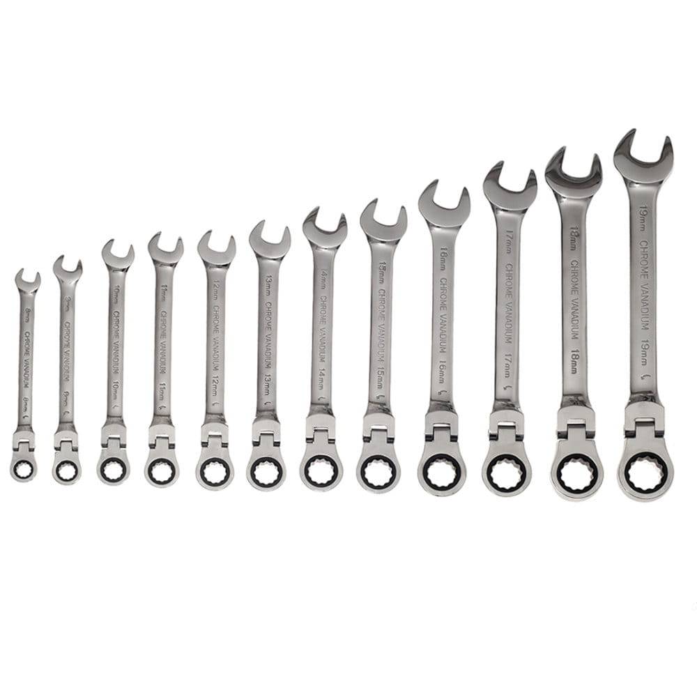 Tagred Clé mixte avec articulation et cliquet 12 pcs. 8-19 mm, sur étrier, CrV - Le Comptoir du Soudeur