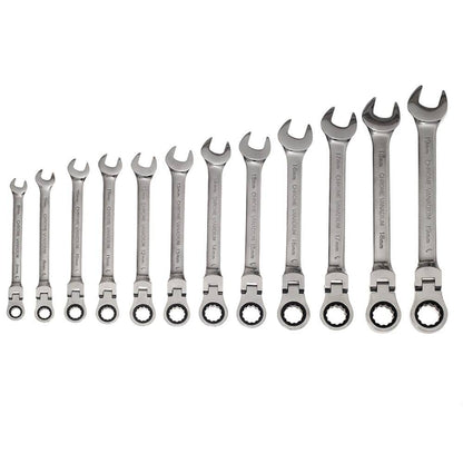 Tagred Clé mixte avec articulation et cliquet 12 pcs. 8-19 mm, sur étrier, CrV - Le Comptoir du Soudeur