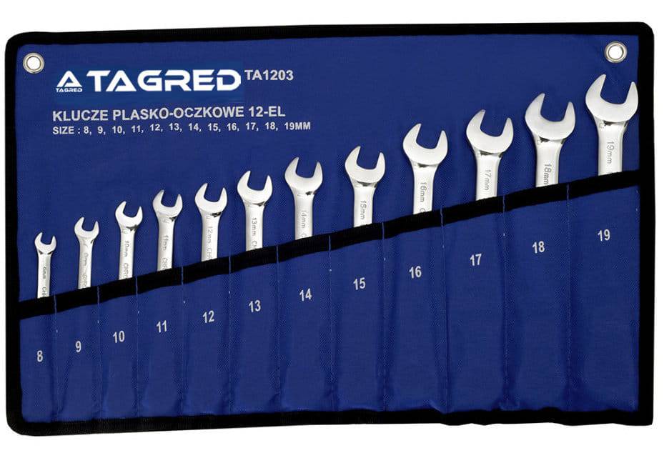 Tagred Clé mixte avec articulation et cliquet 12 pcs. 8-19 mm, sur étrier, CrV - Le Comptoir du Soudeur