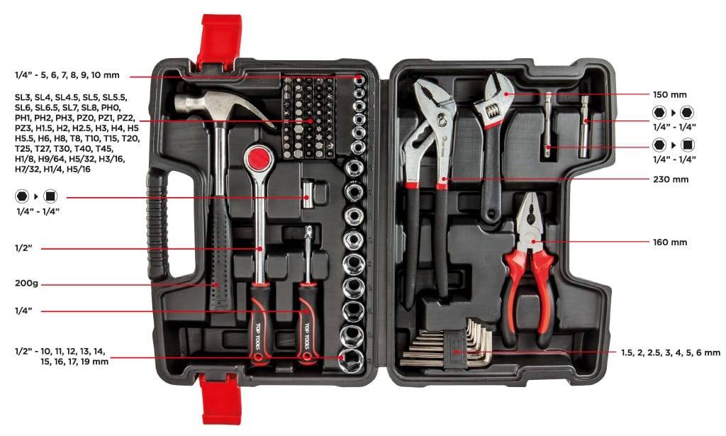TOP TOOLS Jeu d'outils 1/4" 3/8" 100 pièces - Le Comptoir du Soudeur
