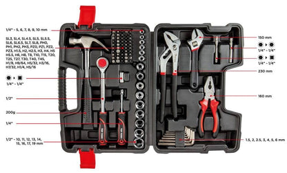 TOP TOOLS Jeu d'outils 1/4" 3/8" 100 pièces - Le Comptoir du Soudeur