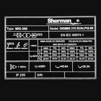 Sherman DIGIMIG 215 Dualpulse - Le Comptoir du Soudeur