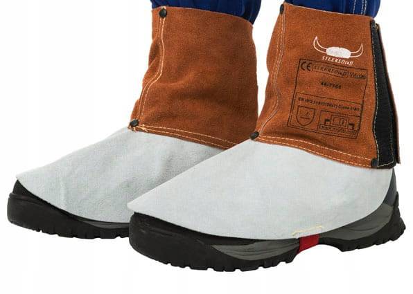 Guêtres Lava Brown™ en cuir croûte bovin, longueur 15 cm (paire) - Le Comptoir du Soudeur