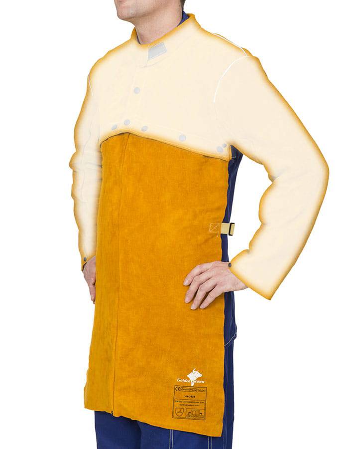Weldas Golden Brown™ Tablier de soudage amovible en cuir fendu de vache (71 x 56 cm) - Le Comptoir du Soudeur
