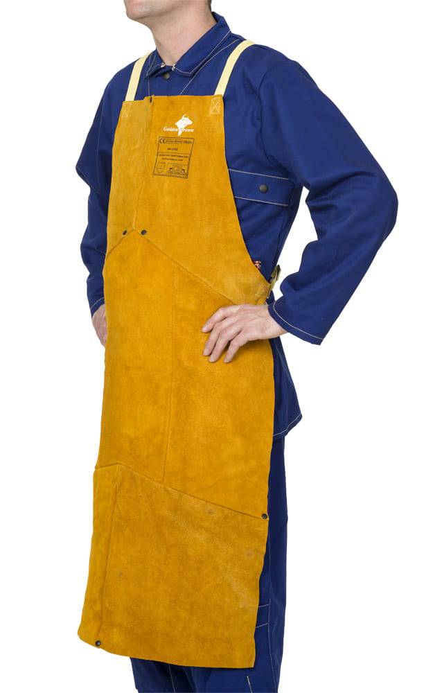 Weldas Golden Brown™ Tablier de soudure en cuir fendu de vache (91x60 cm) - Le Comptoir du Soudeur
