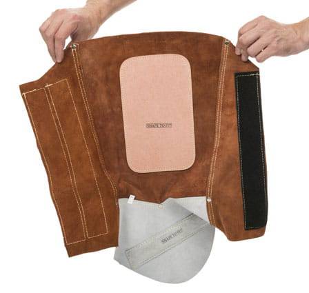 Weldas Lava Brown™ Protège-jambes de soudage en cuir avec coussin fendu en cuir de vache (paire), 36 cm L - Le Comptoir du Soudeur
