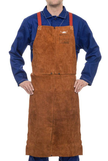 Weldas Lava Brown™ Tablier de soudure en cuir fendu de vache (107x80cm) - Le Comptoir du Soudeur
