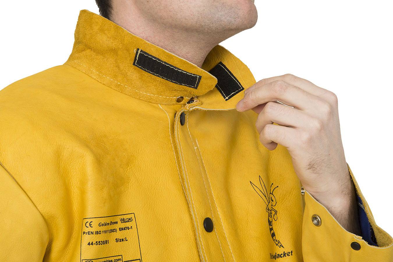Weldas Golden Brown™ Veste de soudage en cuir de vachette pleine fleur - Le Comptoir du Soudeur