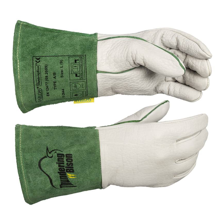 Weldas ThunderingBison ™ Gants de soudage TIG cuir de bison / croûte de cuir de vache sur la manchette - Le Comptoir du Soudeur