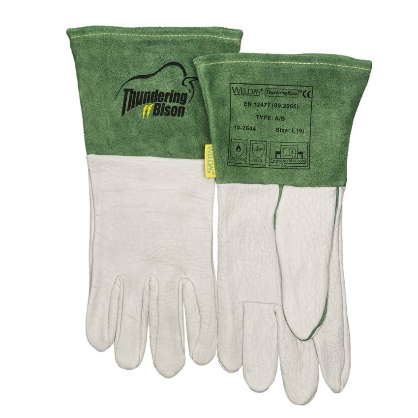 Weldas ThunderingBison ™ Gants de soudage TIG cuir de bison / croûte de cuir de vache sur la manchette - Le Comptoir du Soudeur