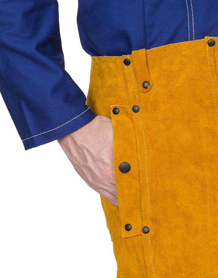 Weldas Golden Brown™ Pantalon de soudage en cuir fendu de vache - Le Comptoir du Soudeur