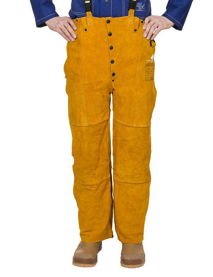 Weldas Golden Brown™ Pantalon de soudage en cuir fendu de vache - Le Comptoir du Soudeur