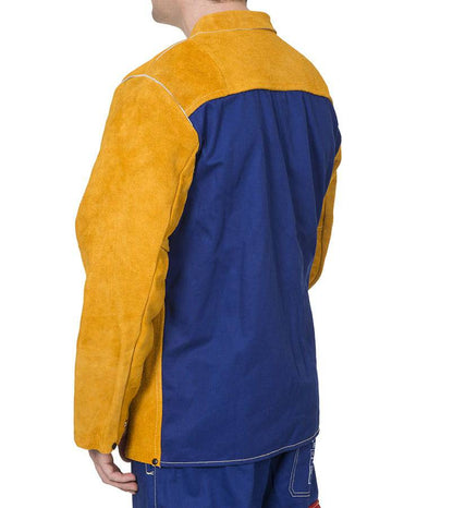 Weldas Golden Brown™ Veste de soudage en cuir fendu avec dos en coton ignifuge - Le Comptoir du Soudeur