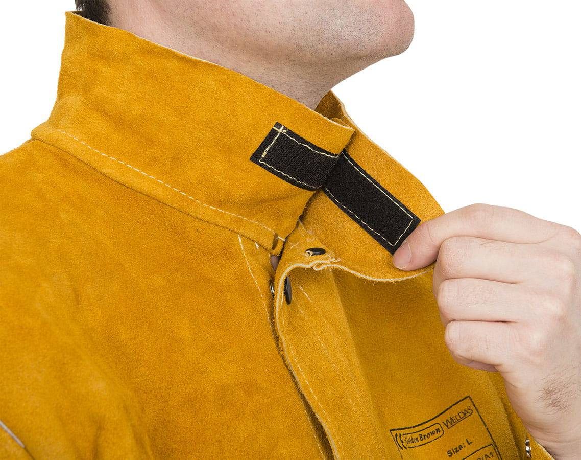 Weldas Golden Brown™ Veste de soudage en cuir fendu avec dos en coton ignifuge - Le Comptoir du Soudeur