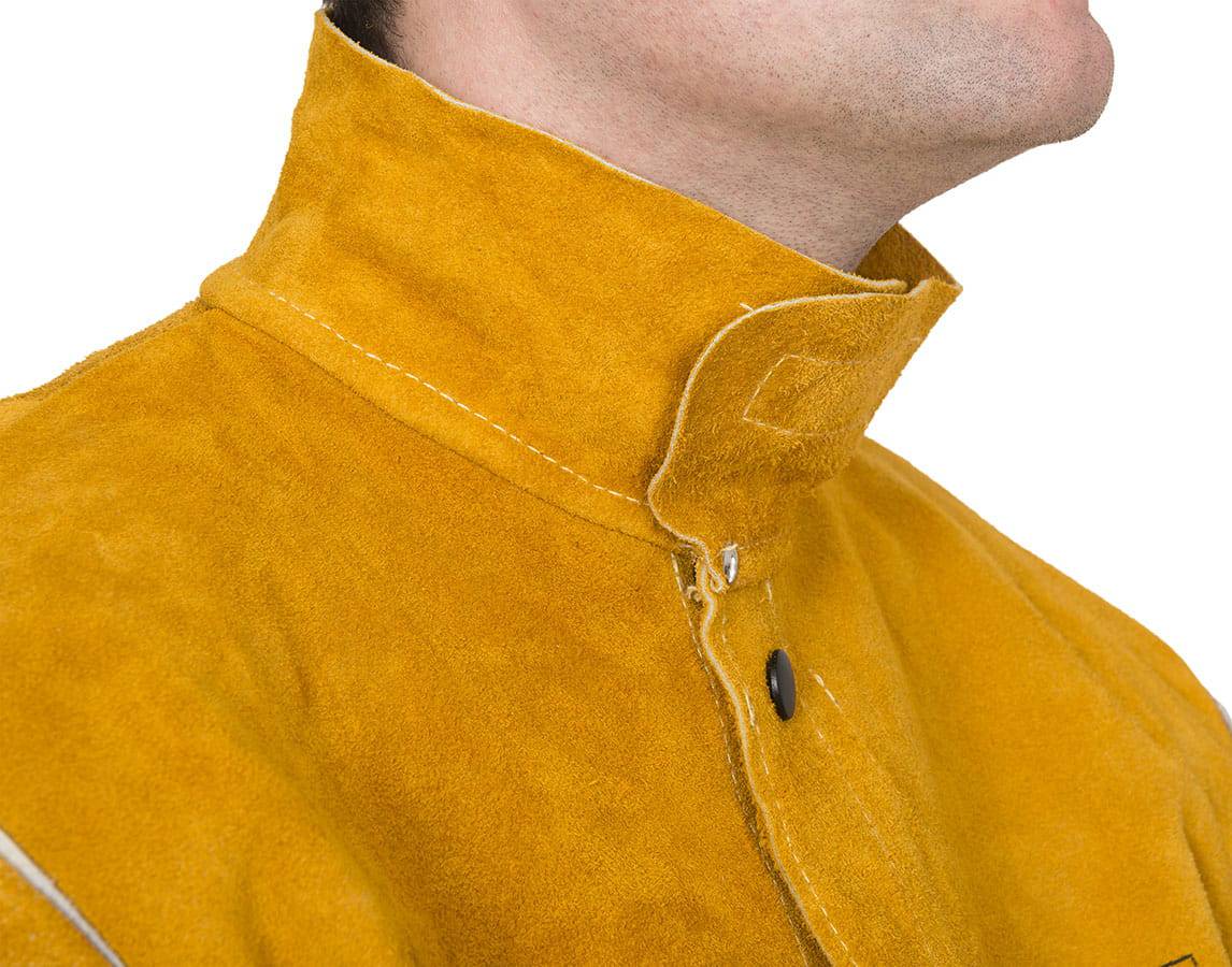 Weldas Golden Brown™ Veste de soudage en cuir fendu avec dos en coton ignifuge - Le Comptoir du Soudeur