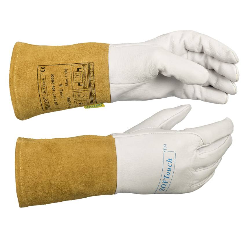 Weldas SOFTouch ™ Gants de soudage TIG cuir de chèvre / croûte de bovin sur manchette - Le Comptoir du Soudeur